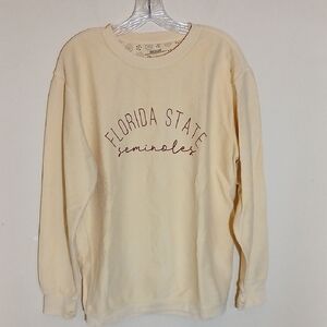 Pressbox Light Yellow Florida State Crewneck Sweatshirt with Maroon Script